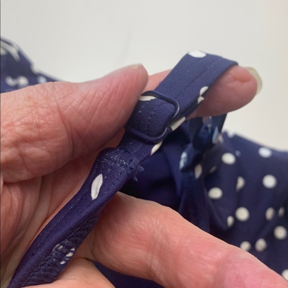 Bond-eye NWOT Tankini Top, Blue w White Polka Dots, Multi Fit Cup , No Wires - Picture 7 of 11